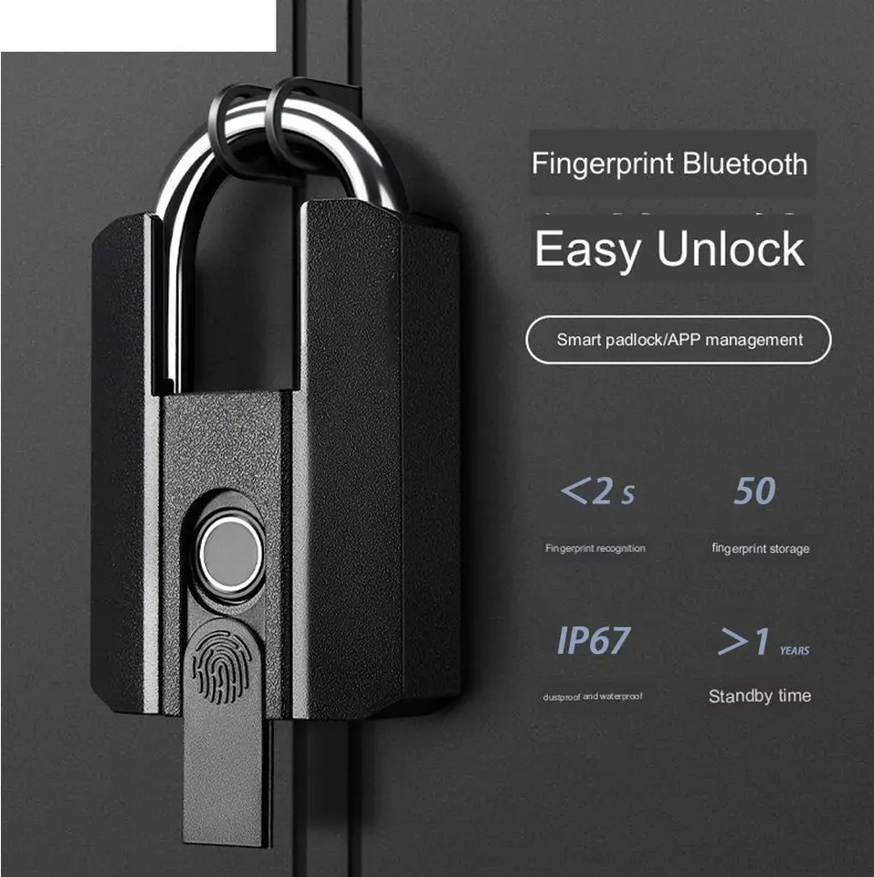 Topteq L4+ Smart Fingerprint IP67 Weatherproof Design Ttlock App Padlock For Cabinet Drawer Suitcase