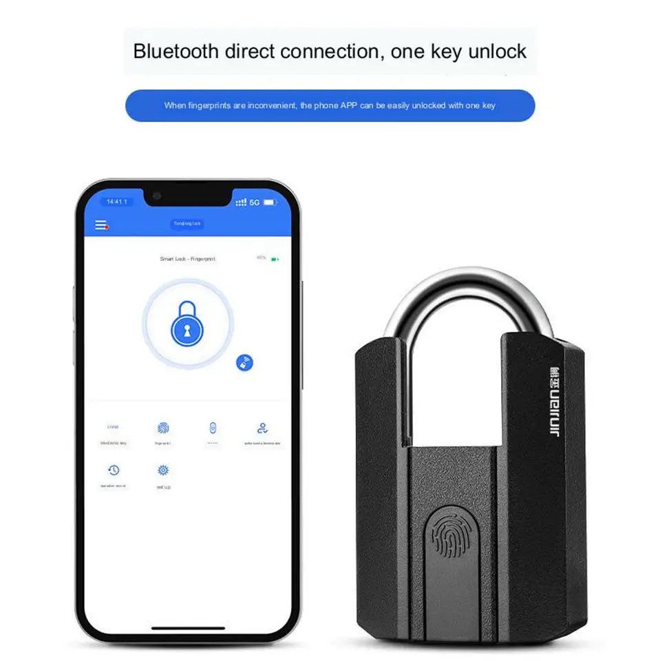 TOPTEQ TTLock Waterproof Fingerprint Smart Padlock Heavy-Duty Locks for Gate Fence Hasp Cabinet Toolbox School Gym Locker