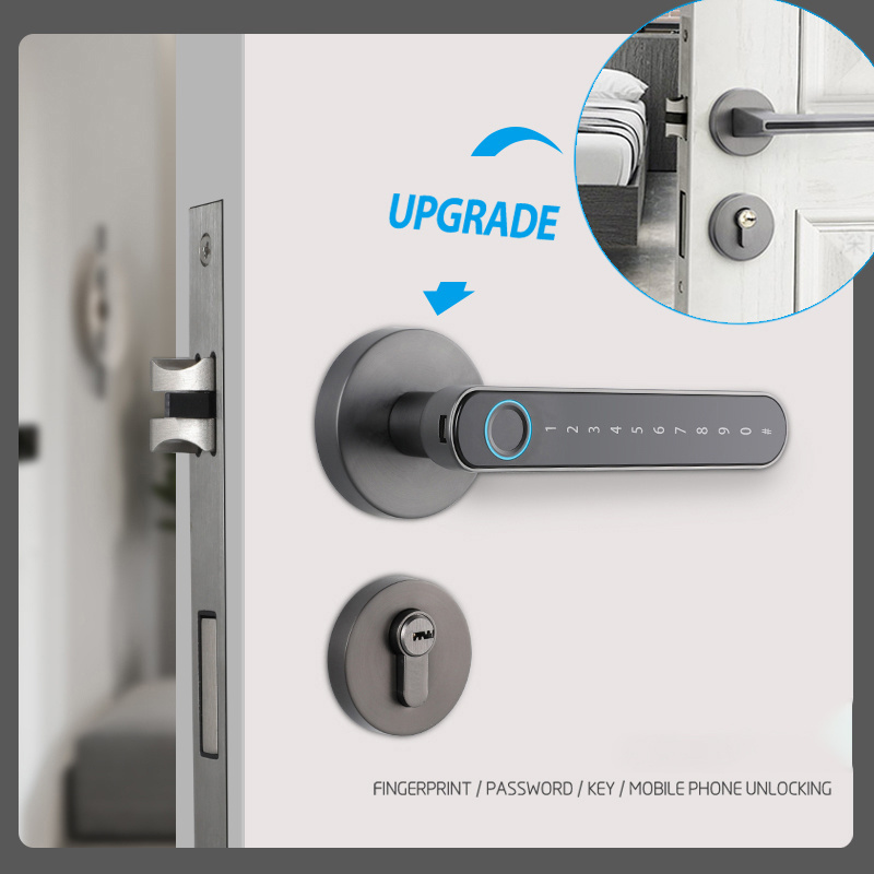 Tuya TTLock Ble Smart Handle Door Lock Smart Phone Locks App Biometric Fingerprint Smart lever Lock Home