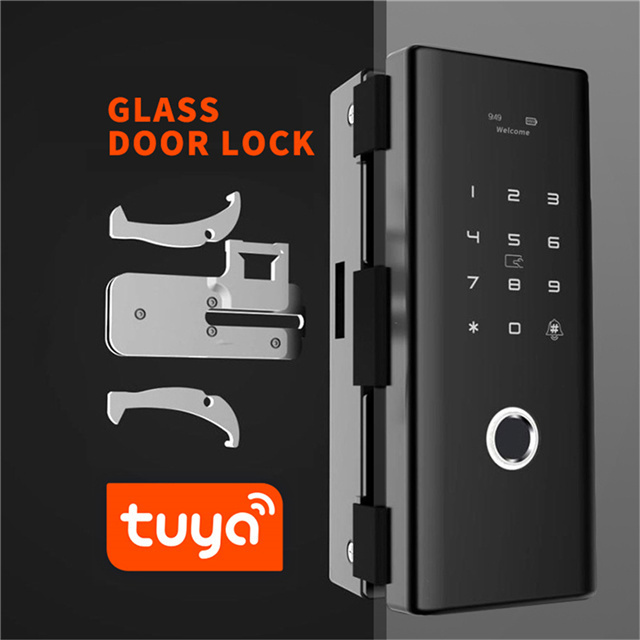 Smart Wifi Commercial door lock Keypad Fingerprint Keyless Front Sliding Electric Eure Ttlock Glass Door Lock