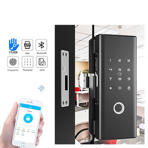 Smart Wifi Commercial door lock Keypad Fingerprint Keyless Front Sliding Electric Eure Ttlock Glass Door Lock