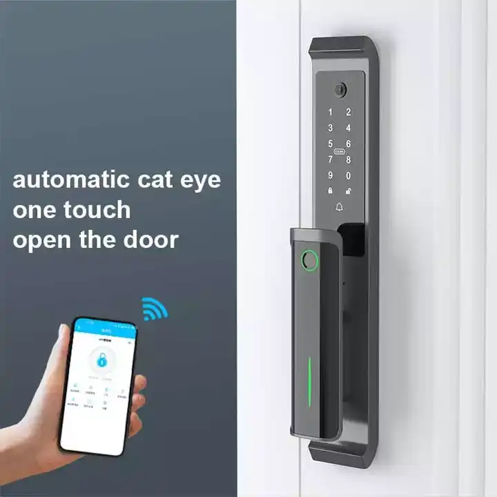 Topteq Thin Panel Built-in Camera Ttlock App Doorbell Smart Door Lock For Home Apartment