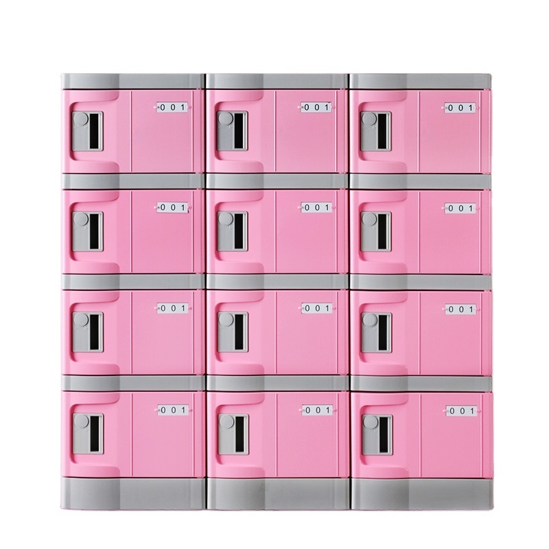 cheap indoor shelf sports single door 2 layers finger print cabinet lock hospital bed side safe for hotel pink storage locker