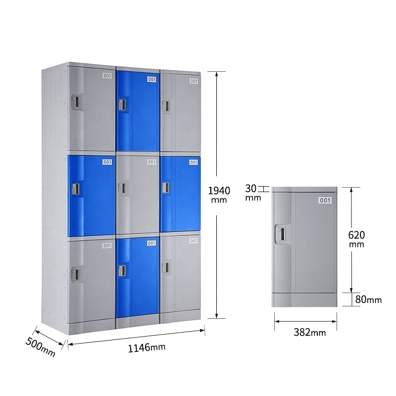 Durable Waterproof plastic outdoor Locker For Gym Fitness Club Changing Room Staff Personal Lockers Staff abs locker Cabinet