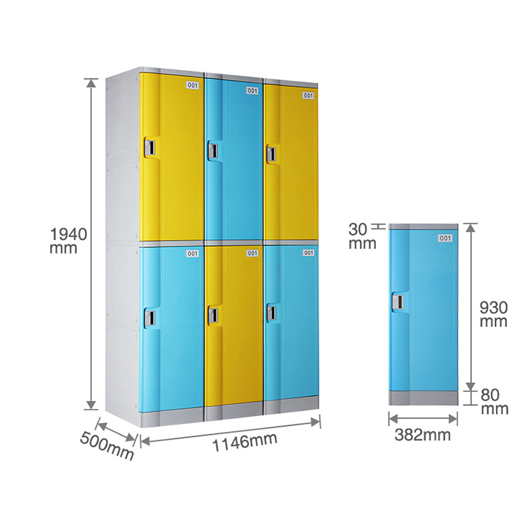 Toppla lockers dressing 6 door fitness locker cabinet wardrobe school staff storage plastic gym lockers