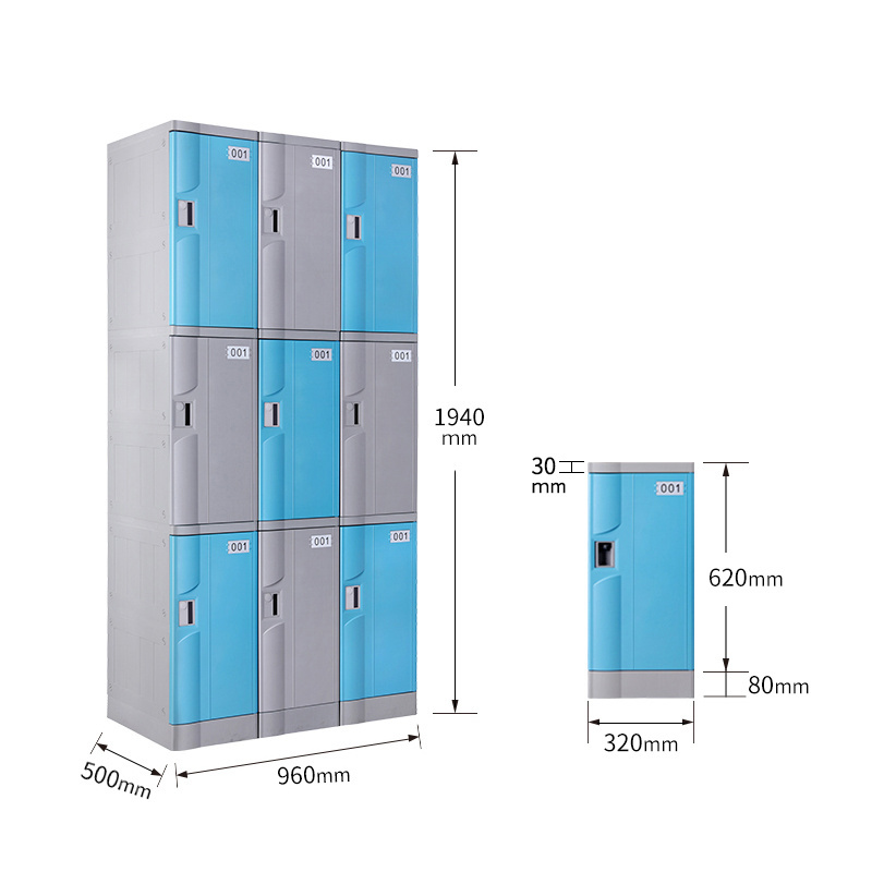 abs plastic staff lockers cabinet with pin code