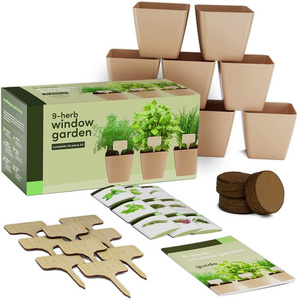 9 Herbs Starter Window Garden Kit for Cooking Best Unusual Birthday Gift Easily Kitchen Windowsill Unique Gardening Indoor