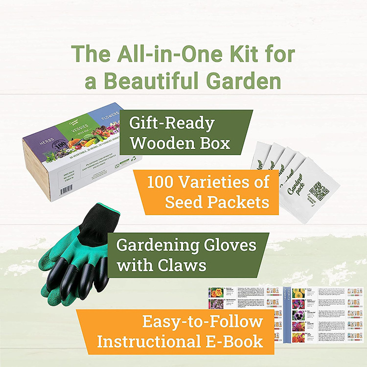 Professional Custom Planting Kit 100 Varieties of Vegetable Herb and Flower  Gardening Gifts for Women and Men