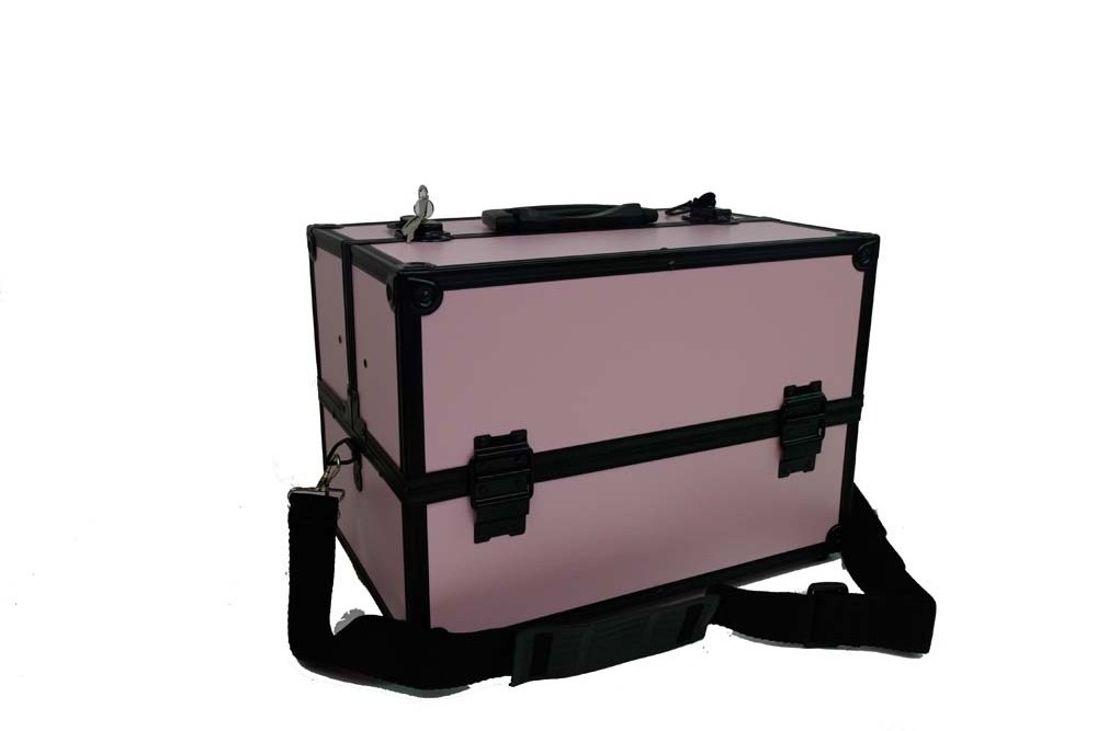 High-end travel Pink Aluminium  Cosmetic Case with Lock  Portable  Makeup Boxes