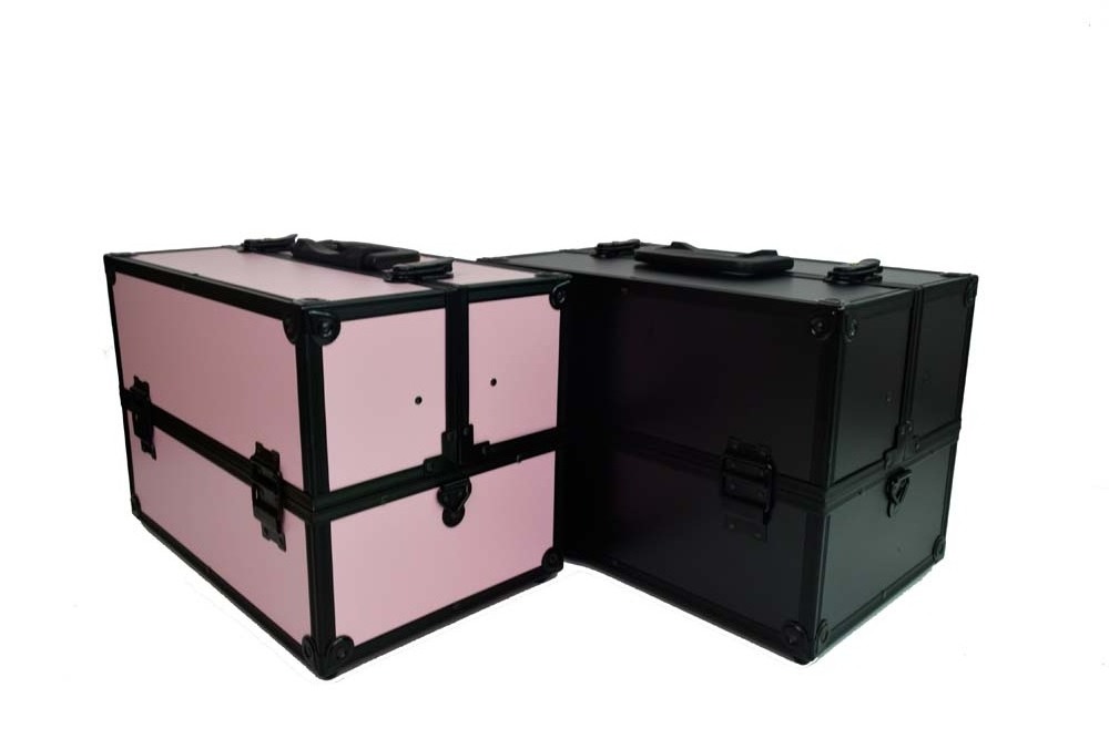 High-end travel Pink Aluminium  Cosmetic Case with Lock  Portable  Makeup Boxes