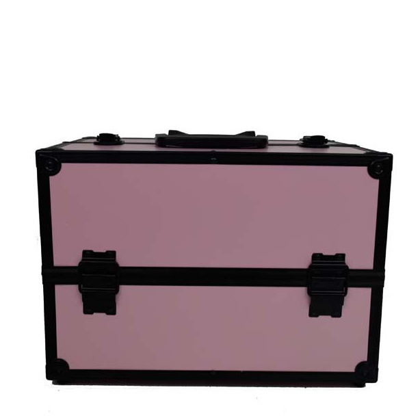 High-end travel Pink Aluminium  Cosmetic Case with Lock  Portable  Makeup Boxes