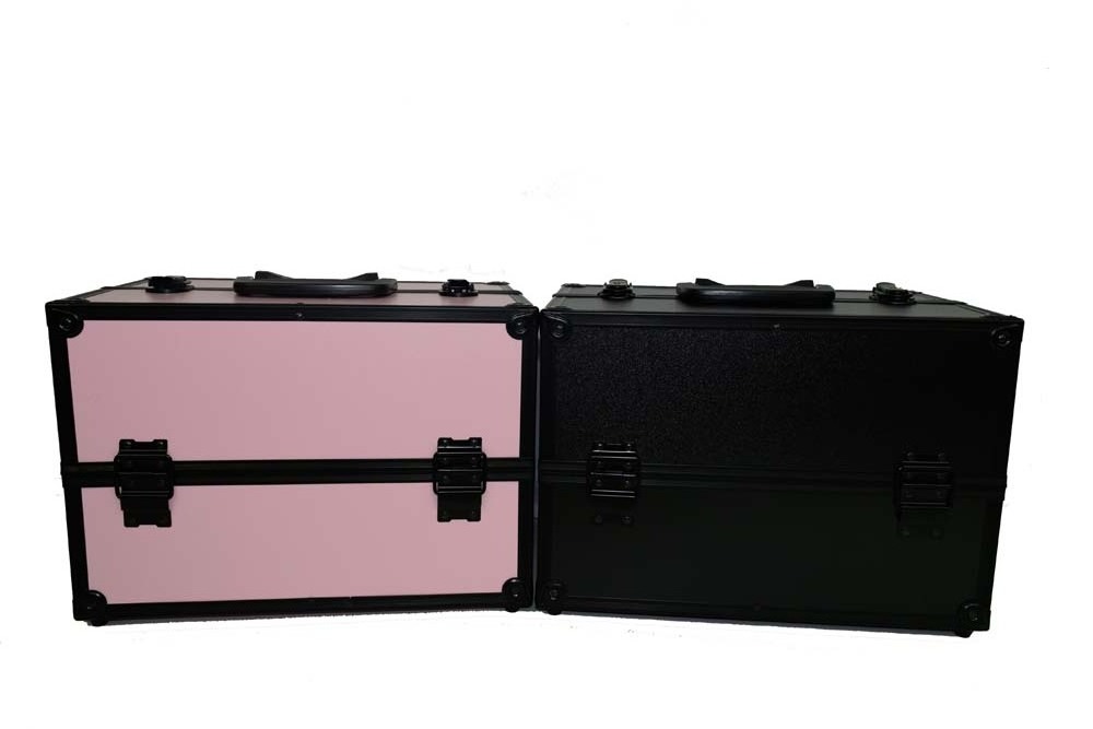 High-end travel Pink Aluminium  Cosmetic Case with Lock  Portable  Makeup Boxes