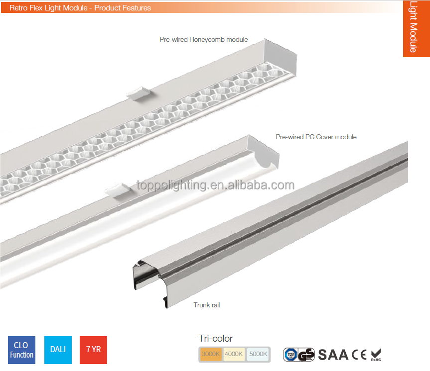 Adjustment Modular System Easy Install LED linear pendant Trunking System recessed linear lighting supermarket lighting