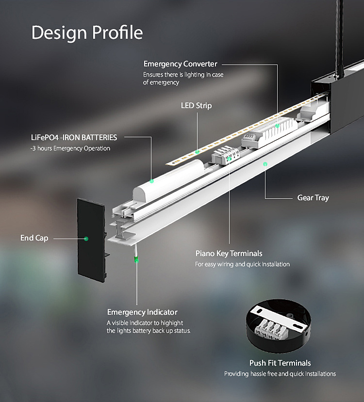 Toppo ce cb rohs linear track lights 1500mm 1800mm suspended led linear pendant light pendant led lights for office