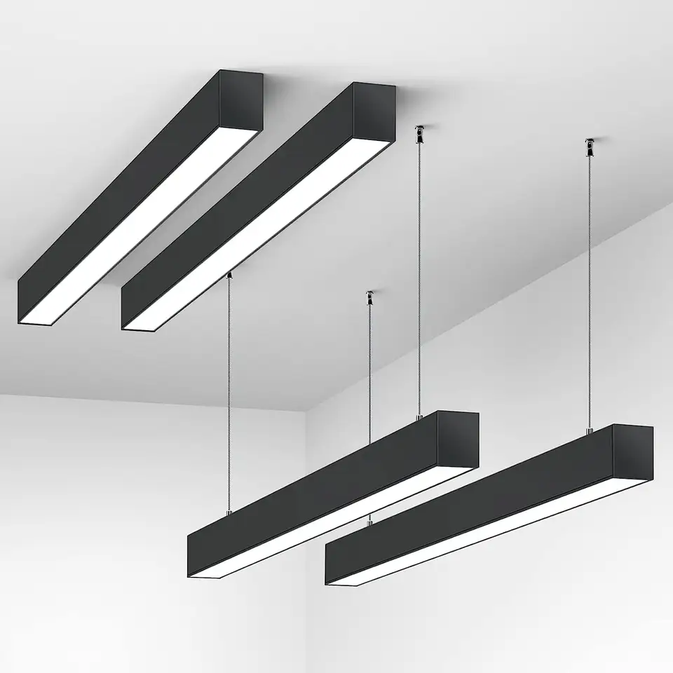 Aluminum Office up-down wall hanging strip ceiling office pendant linear led batten light trunking system linear light fixture