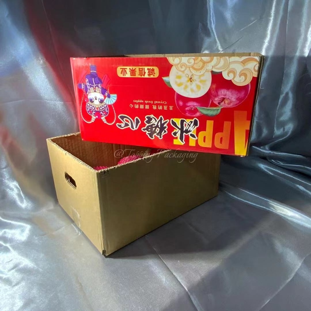 Caja Shipping Strong Fruit Cardboard Corrugated Box Banana Blueberry Delivery Box with Handle Waxed Vegetable Package Boxes