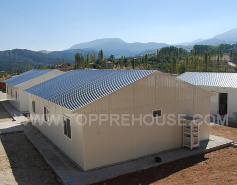 Cheap ready made flat roof small concrete galvanized prefabricated house plans for 3 bedroom kit manufactured homes philippines