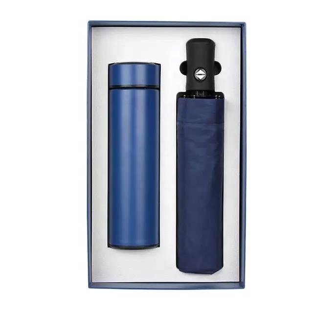 2023 New Hot Corporate Company Luxury Promotion Gift Set Automatic Smart Umbrella & Water Bottle With Temperature Display