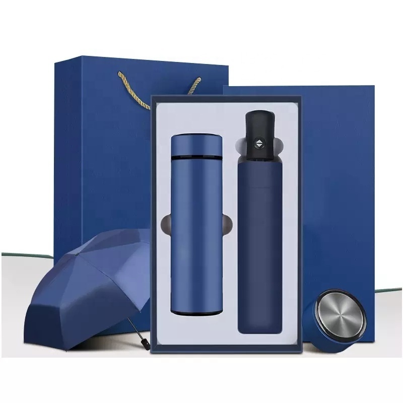 2023 New Hot Corporate Company Luxury Promotion Gift Set Automatic Smart Umbrella & Water Bottle With Temperature Display