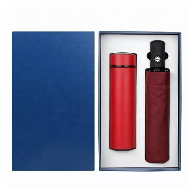 2023 New Hot Corporate Company Luxury Promotion Gift Set Automatic Smart Umbrella & Water Bottle With Temperature Display