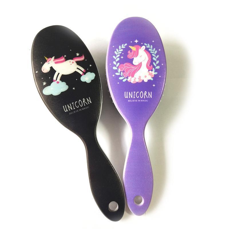 Hair Brush Airbag Massage Comb Printed Plastic ABS Plastic Round Hair Brush Nano Technology Ceramic Ionic Plastic Toy Unicorn