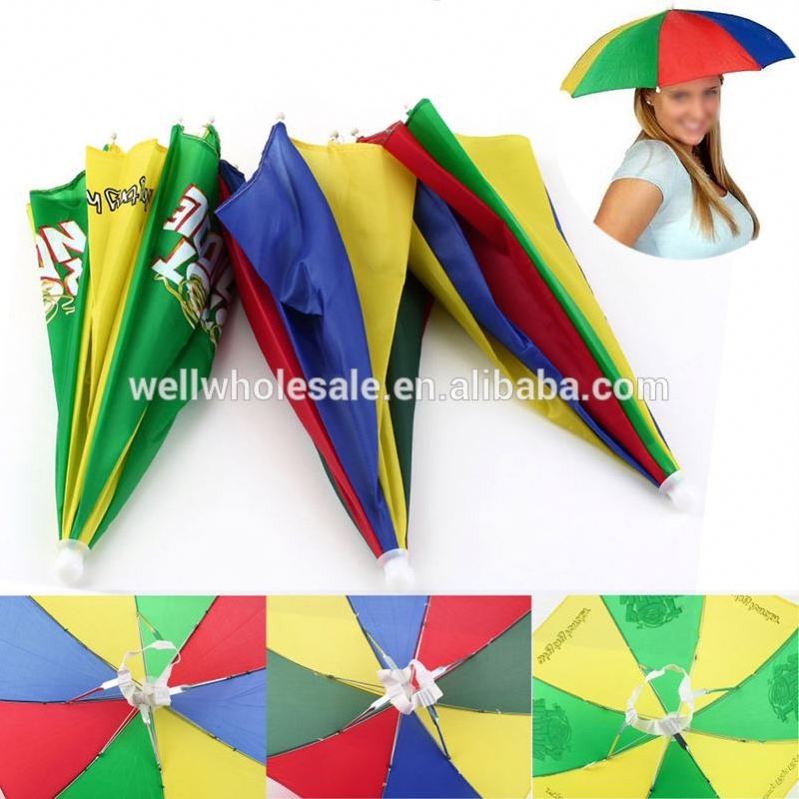 Promotional head umbrella,sun cap umbrellas,customized promotion logo printed sun umbrella hats