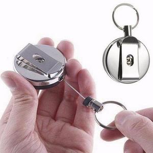 Metal Easy Pull Key chain Anti - theft Anti - loss Telesco ,Elastic stretch telescopic steel cord key ring telescopic key buckle