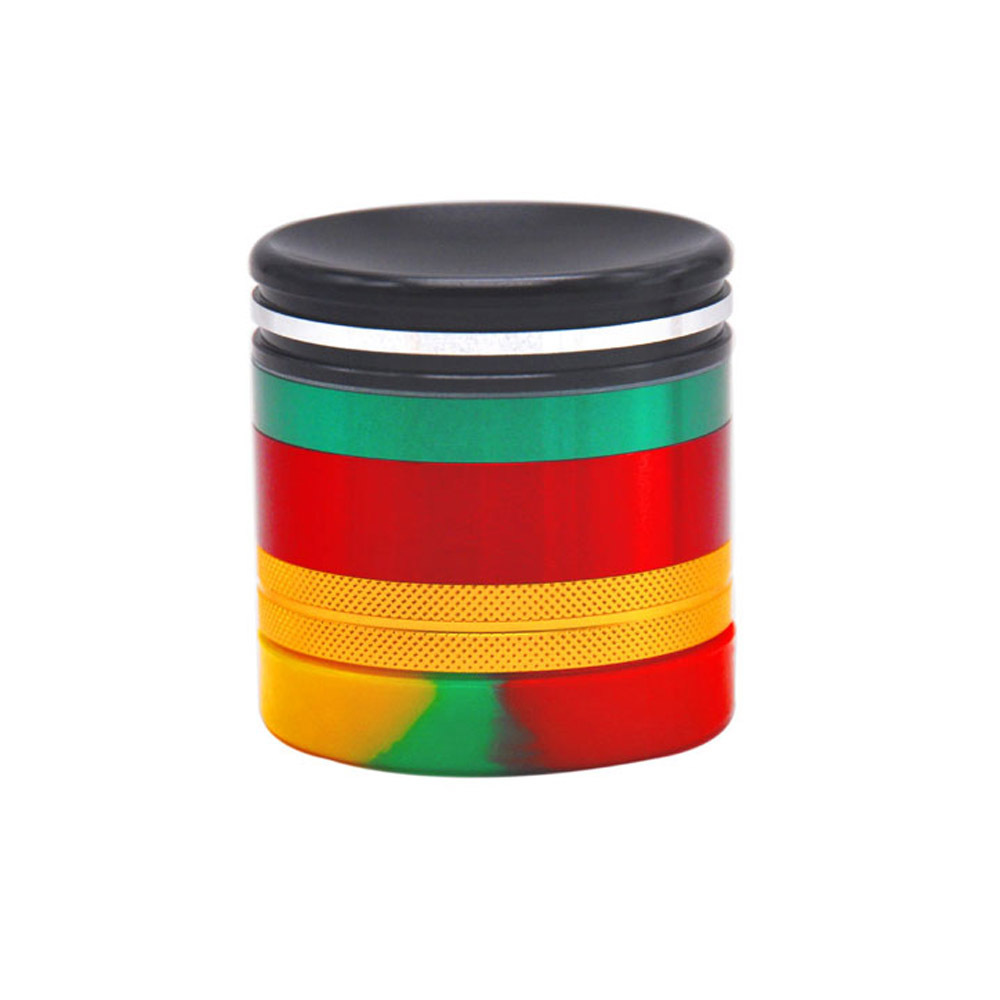 63MM 5 Layers Aluminum Smoking Grinder with Silicone Storage Jar Metal Rasta Tobacco Grinder Herbal Crusher