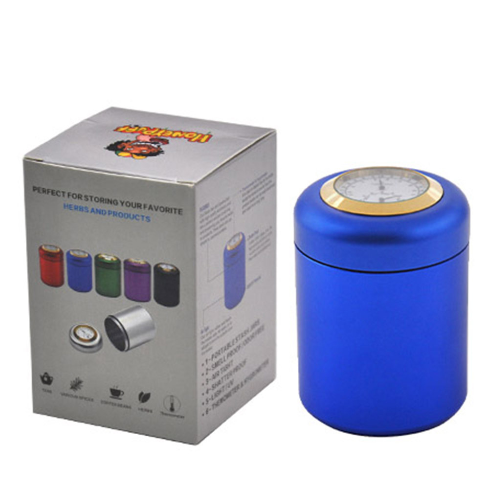 Aircraft Aluminum Metal Storage Stash Jar Thermometer Hygrometer Airtight Proof Storage Container Aluminum Tobacco Box