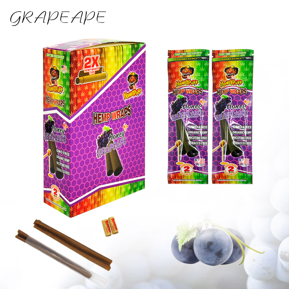 Honeypyff Mixed Flavored Hemp Wraps Hemp Wrapping Paper With Rolling Tips Resealable Zip Pack