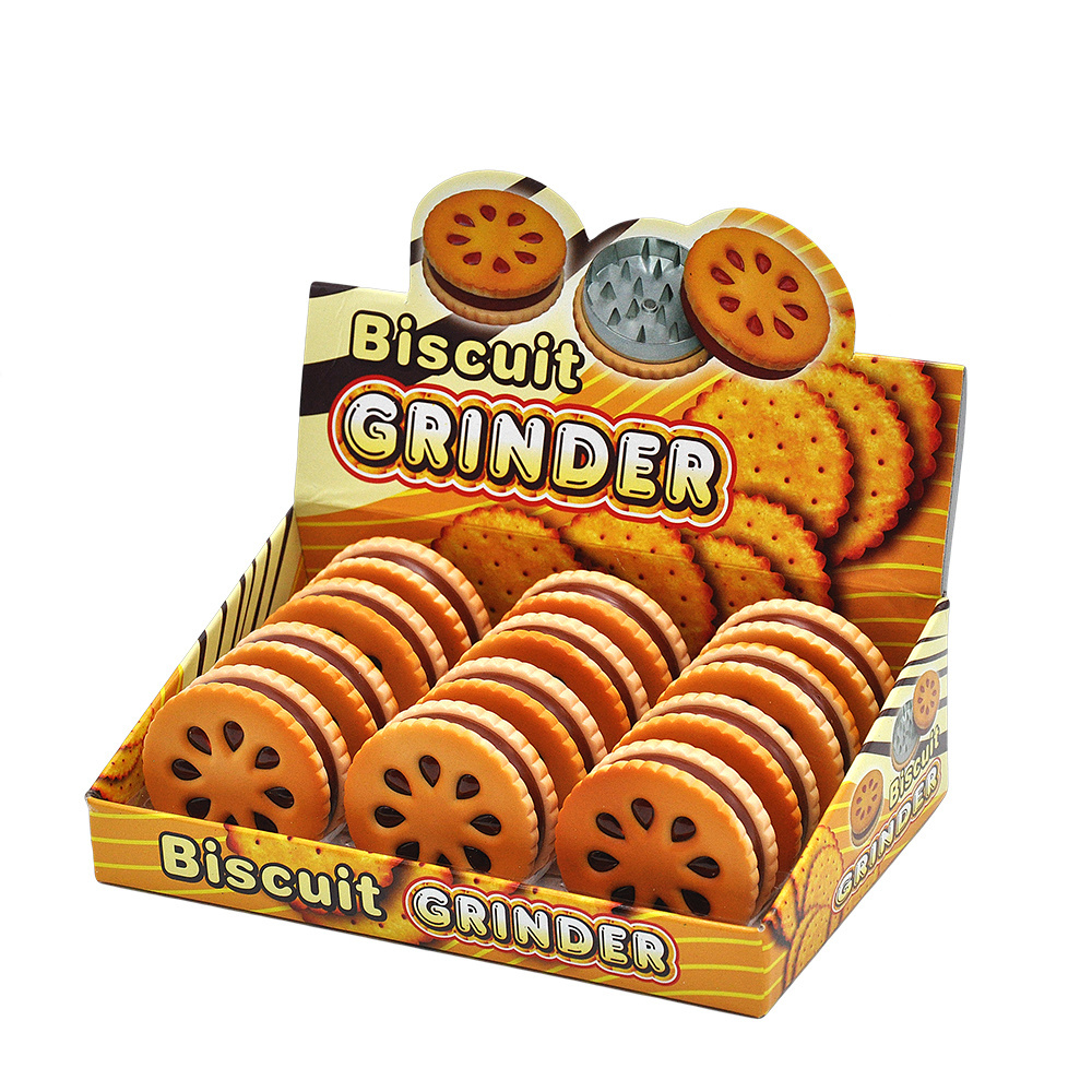 Cookie Shape Grinder-3 Part Grinder Lovely Biscuit Shape Metal Grinder For Smoking Accessories