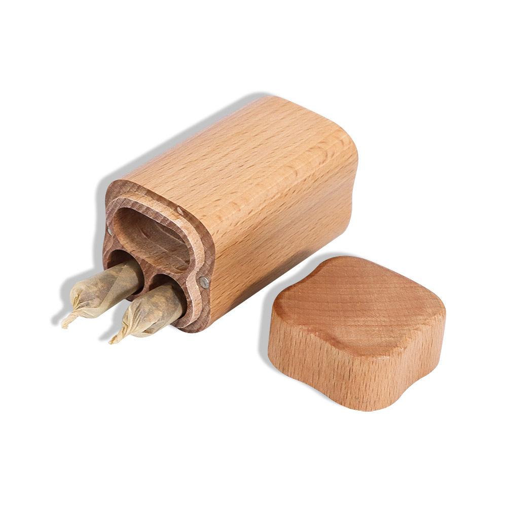 Wholesale Wood Bamboo Smoking Stash Tank Tobacco Cigarette Container Tobacco Box + Lighter Holder