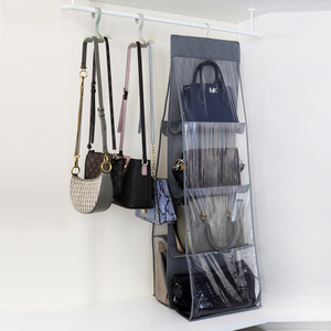 Home Use Save Space Women Tote Hand Bags 4 Tiers Non-woven Closet Bags Organizer Bags With Two Storage Racks