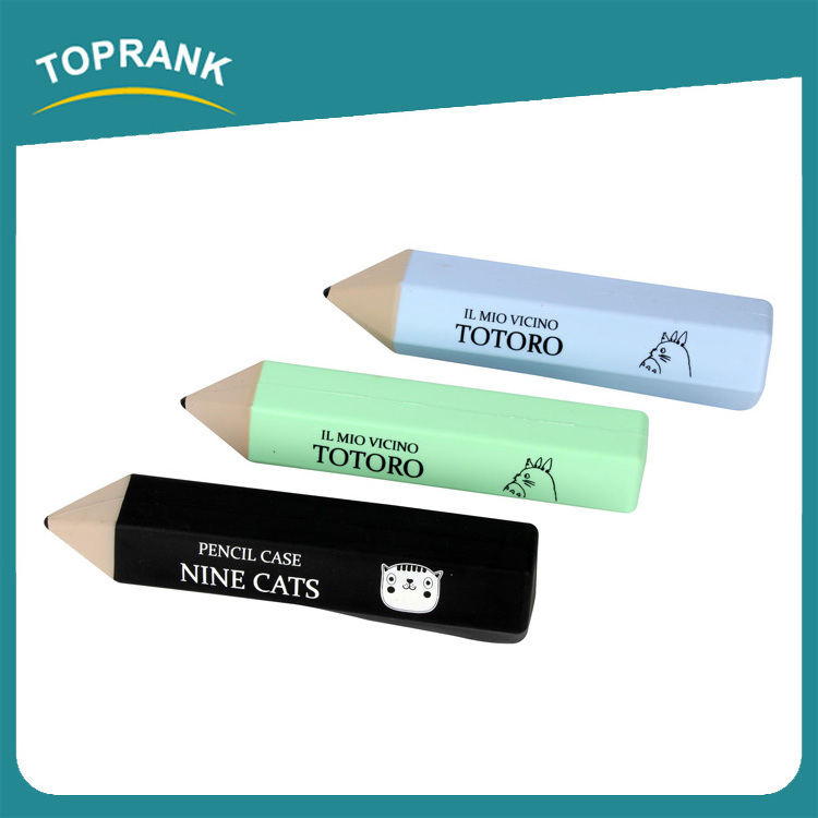 Toprank Gift Use Fashion Custom Printed Waterproof Cartoon Pencil Shape School Silicone Pencil Case With Zipper