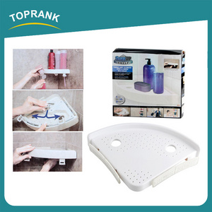 Toprank Plastic Hanging Snap Up Shelf Bathroom Shower Rack Corner Shelf Wall Mounted Bathroom Corner Shelf With Adjustable Hooks