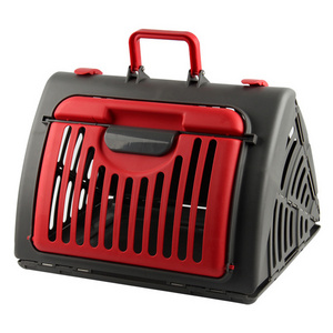 Toprank hot sale expandable plastic pet carrier crates, foldable transport pet dog carrier airline