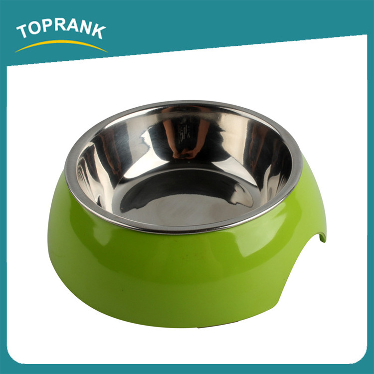 Toprank Brand New  Pet Slow Feed Dog Bowl Round Melamine Stainless Steel Dog Bowl Dog Feeding Bowl