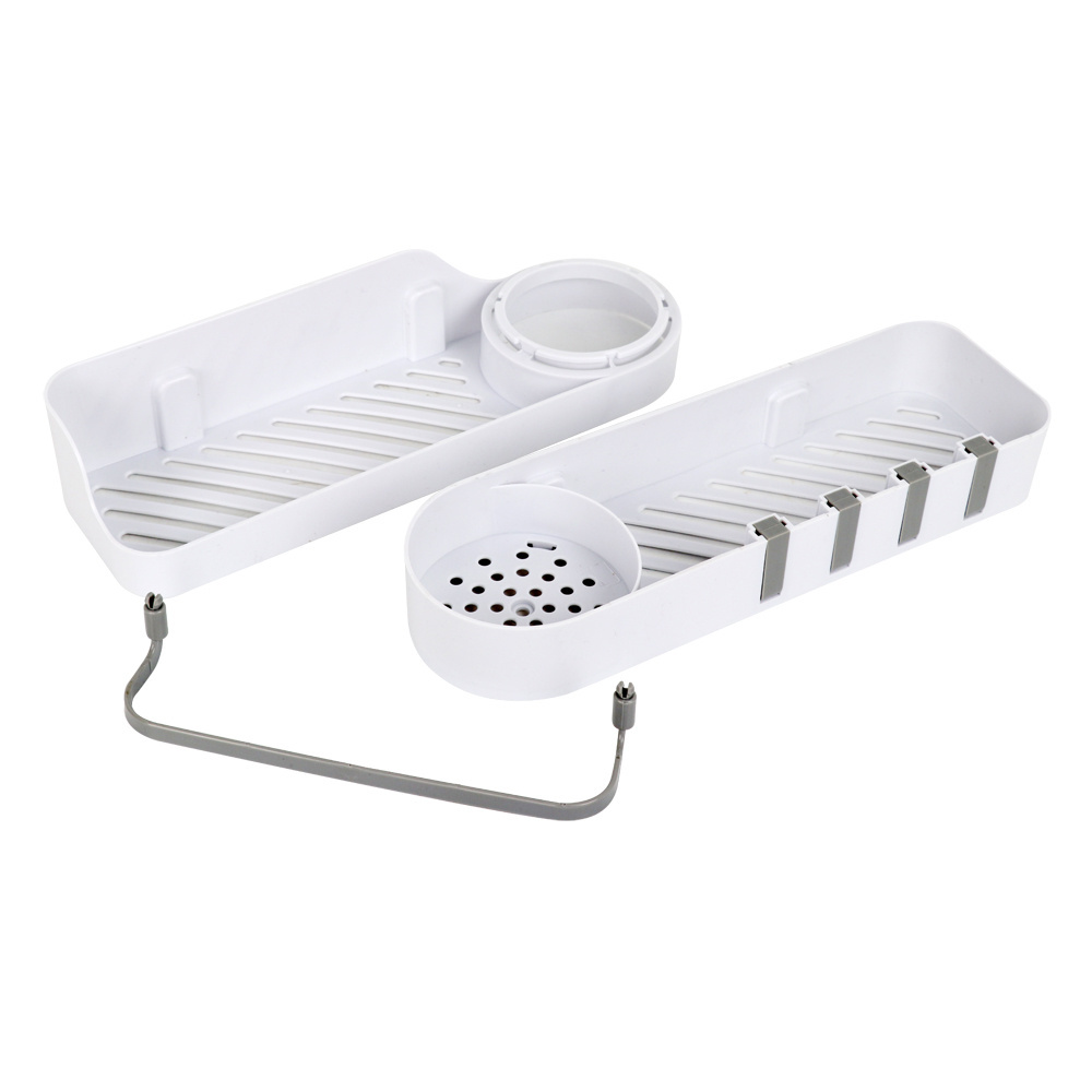 Multifunction No Punching Rack Bathroom Kitchen Corner  Organizer Rotate Plastic Storage Rack With Suction Cup