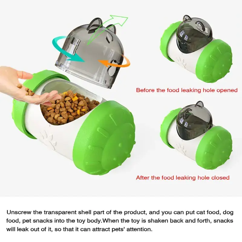 Slow Food Leakage Trainer Bear Head Interactive Playing Pet Toys Runnable Leaking Feeding Toys For Cats And Dogs