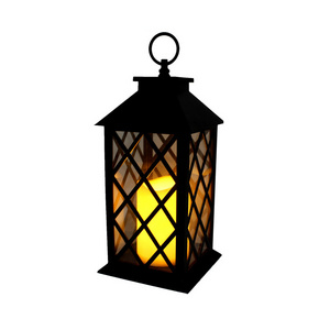 New design black color halloween candle lantern decorative vintage plastic led candle lantern