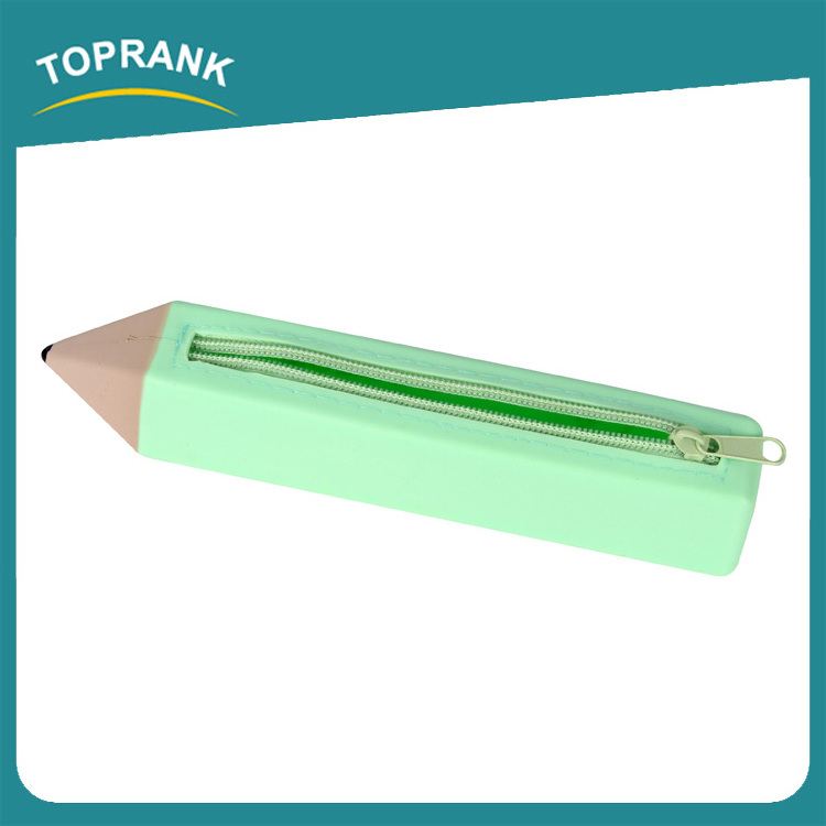 Toprank Gift Use Fashion Custom Printed Waterproof Cartoon Pencil Shape School Silicone Pencil Case With Zipper