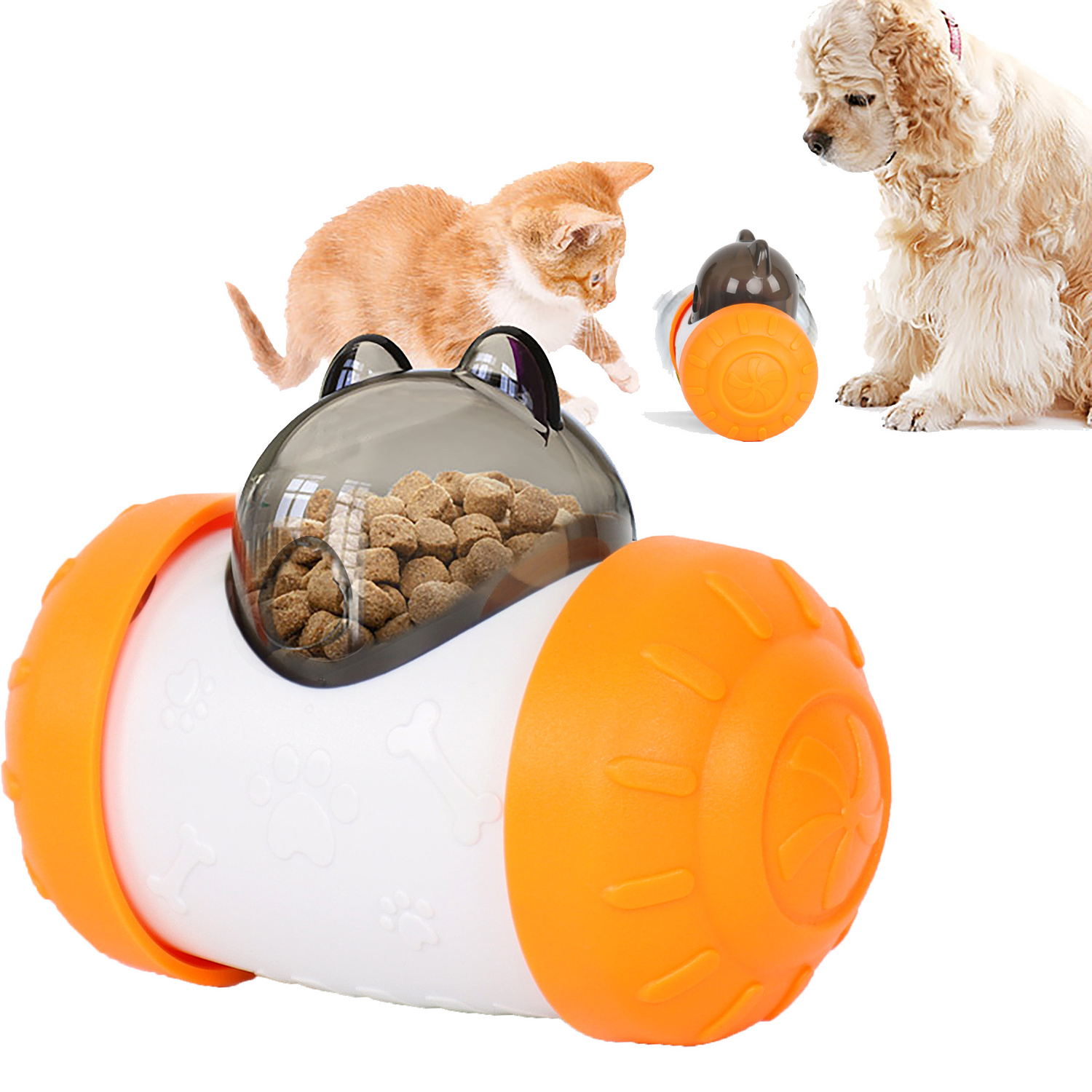 Slow Food Leakage Trainer Bear Head Interactive Playing Pet Toys Runnable Leaking Feeding Toys For Cats And Dogs