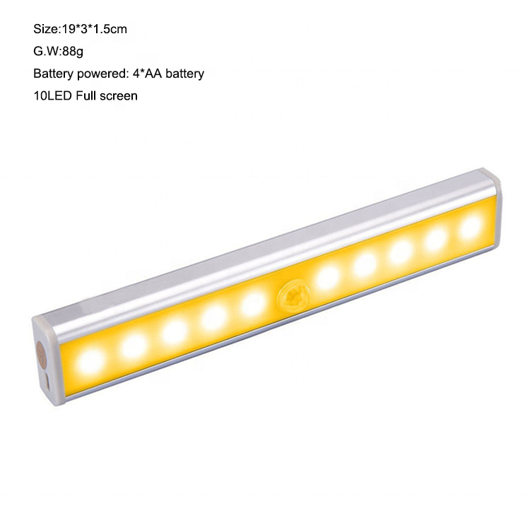 10 Led Battery Powered Stick On Magnetic Wall Lamp Stairs Light Led Motion Sensor Cabinet Light