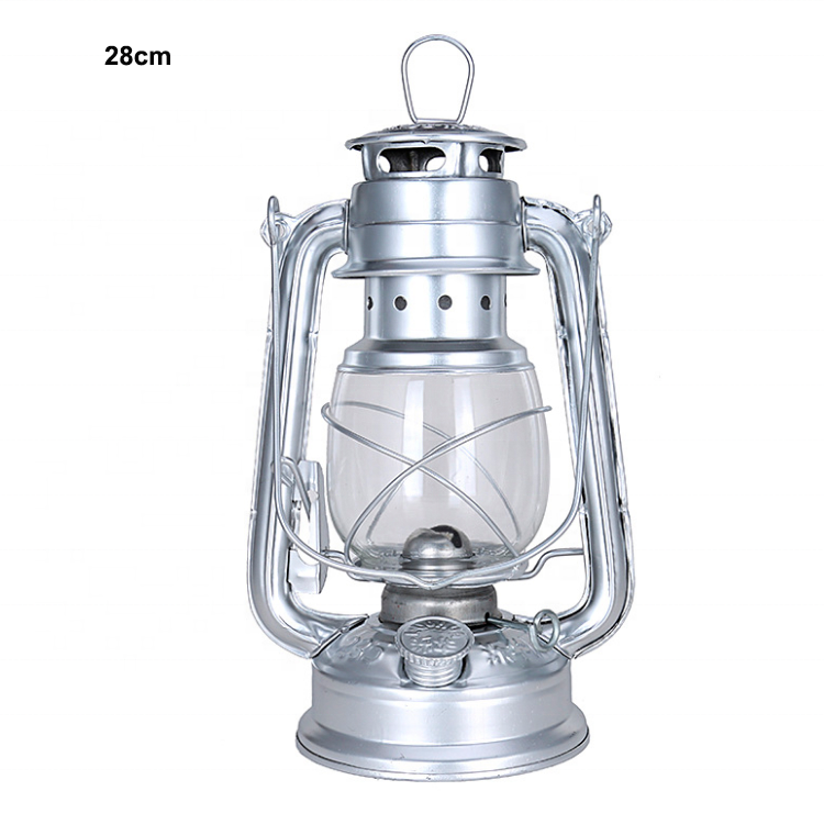 28/31/34cm Large Glass Lanterns Oil Lamps Outdoor Indoor Use Metal Lantern Kerosene Portable Emergency Lights for Camping