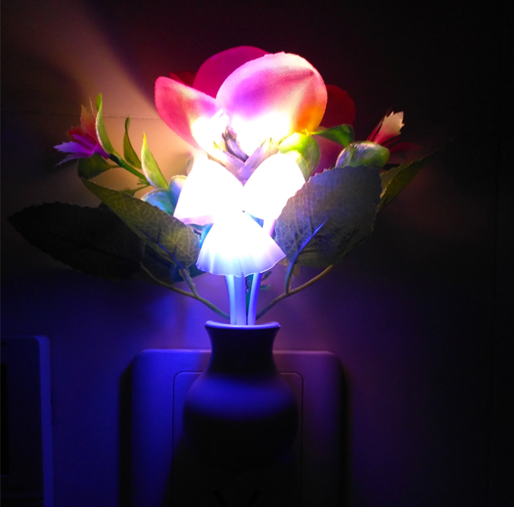 Colorful Light LED Night Light Plant Mushroom Plug in Led Flower Night Light Sensor