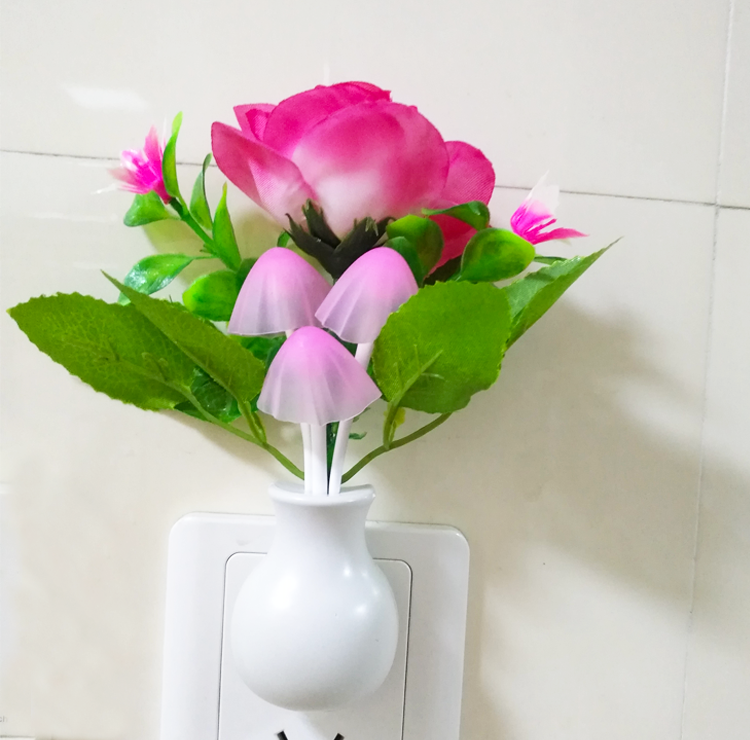 Colorful Light LED Night Light Plant Mushroom Plug in Led Flower Night Light Sensor