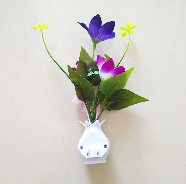 Red  Purple White Lily Flower Night Light Sensor US/EU Plug in Led Night Light with Auto Dusk