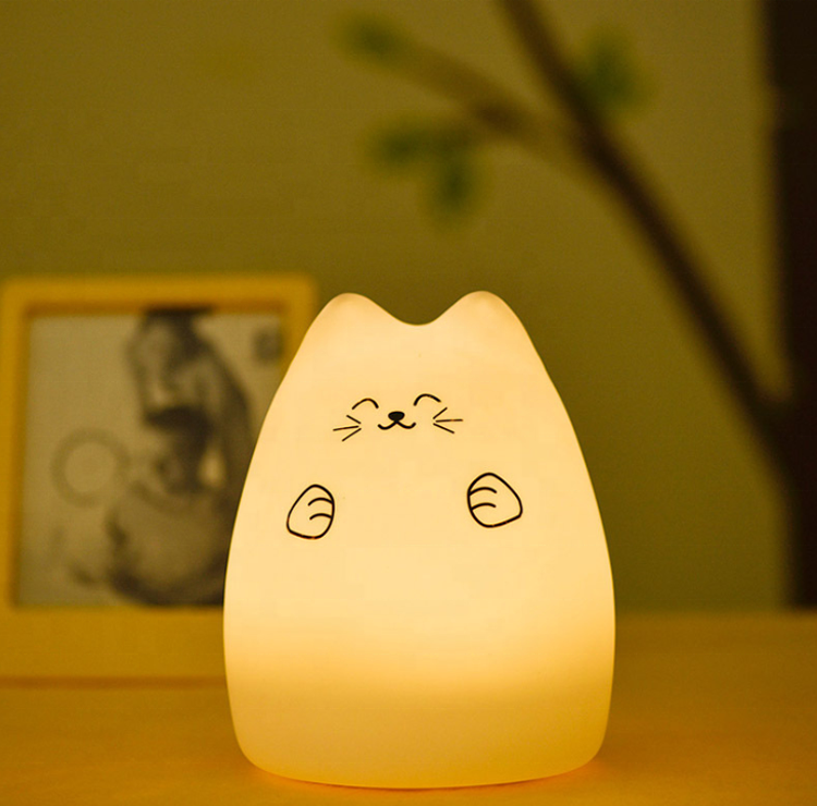 Colorful Silicone Animal Kids Led Lamp Night Light Remote Control Pat Cat Led Small Night Light