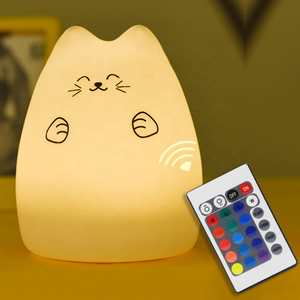 Colorful Silicone Animal Kids Led Lamp Night Light Remote Control Pat Cat Led Small Night Light