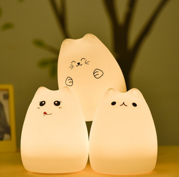 Colorful Silicone Animal Kids Led Lamp Night Light Remote Control Pat Cat Led Small Night Light